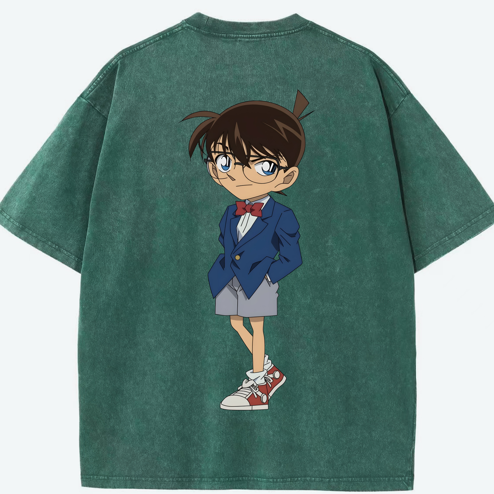 （画像用） 名探偵コナン 江戸川 コナン Detective Conan Conan Edogawa 綿100% ヴィンテージ風 半袖Tシャツ（背面プリント）